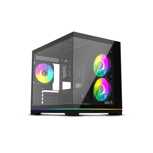 Frontech ROX Gaming Computer Case | 6 ARGB Fans | Dual Tempered Glass | Type-C Support | 360/280/240mm AIO Cooler Compatible | Front & Side Glass Panel | 1 x USB 3.0, 1 x 1.0 (FT-4391)
