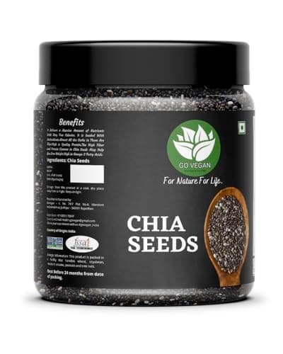 Go Vegan Premium Raw Chia Seeds Jar Pack | Omega 3 and Fibe Seeds Rich in Calcium, Protein & Fibre (1 Kg) 2