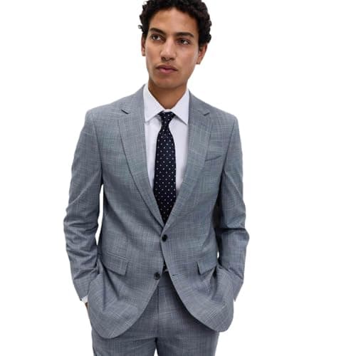 Marks & Spencer Checked Grey Men Tailored Fit Blazer