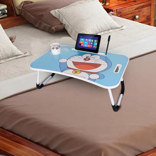 Multipurpose Foldable Laptop Table with Cup Holder | Table Home Study Writing Table, Foldable and Portable/Ergonomic Edges Kids & Adults (TUL-HELLO-.DOREMON.KUM) 2