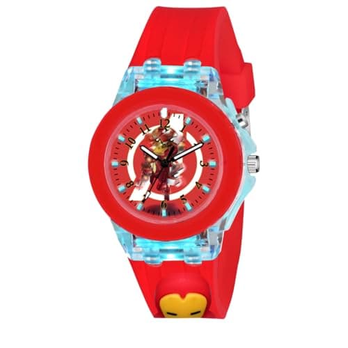 ON TIME OCTUS Kids Analouge Multi-Color Light Cute 3D Cartoon Character Boys and Girls Watch (Multicolour Dial & Red Colored Strap)