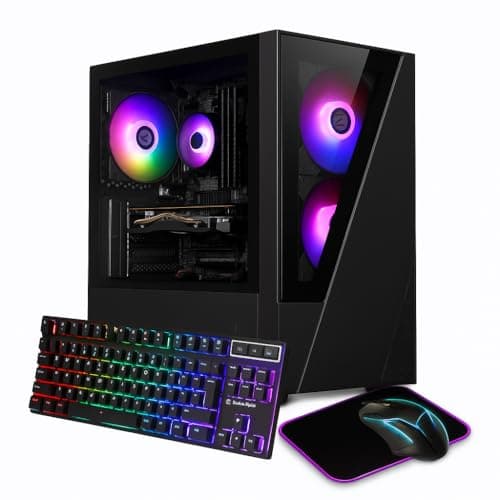 TECNORE Gaming PC with i5-4570, 16GB DDR3 RAM, 512GB SSD, 4GB Graphics Card, RGB Keyboard Mouse, WiFi 5G