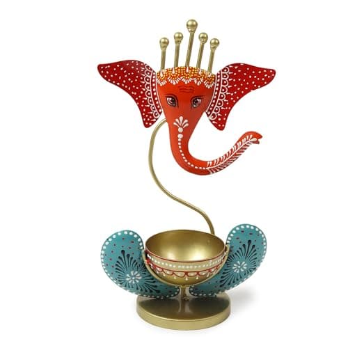 Habere India-All the Cultures Fabricating India Lord Ganesha Idol Tea Light Holder l Tea Light Holder for Home Decoration, Pooja Room | Corporate Gift Items l Tabletop Gifts for Office Desk 3