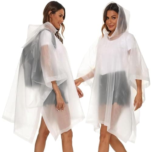 Pivalo EVA Poncho Raincoat Transparent Hooded Water Resistant Rain Jacket with Sleeves for Women Men Camping Rainy Season Travel - White 4