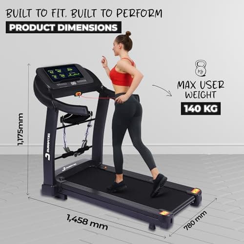 Durafit91™ Sprint Multifunction 5HP Peak BLDC Motorized | Hydraulic Foldable Treadmill | 16 Km/Hr Max Speed| 140Kg User Weight | Bluetooth Speaker| Wynd app | Home use| Black 2