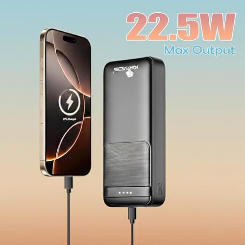 Kratos Legend Champ Power Bank 20000mAh, Fast Charging 22.5W, Triple Output,USB Type C &Dual USB Port, PD Powerbank for iPhone, Android & Other Phones, BIS Certified,1year Warranty, Black 3