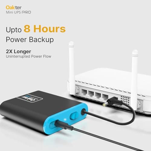 Oakter Mini UPS PRO for High Capacity WiFi Routers 12V & Upto 3A | Battery 4000 mAh | Power Backup Upto 8 Hours | Support Jio, Airtel & Other Routers | Current Surge & Deep Discharge Protection | 3