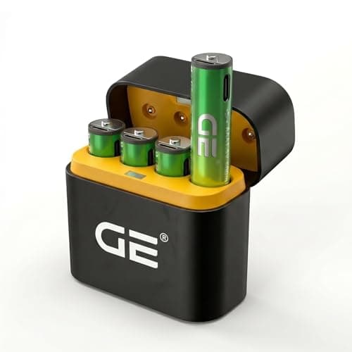 GE® AAA Rechargeable Batteries (Lithium 1.5V - 600 mWh) - New Launch in 2026 | Fast Charge Mode (Direct USB‑C + Wireless) | Pack of 4 Batteries | 10 Years of Life and 1,500+ recharges