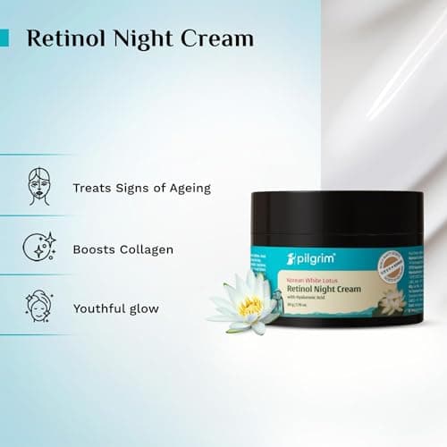 PILGRIM Korean Retinol Anti Aging Night Cream with Hyaluronic Acid & Vitamin C |Discover young, wrinkle-free & radiant skin| Anti aging cream for oily & dry skin| For Men & Women|Korean Skin Care|50gm 3