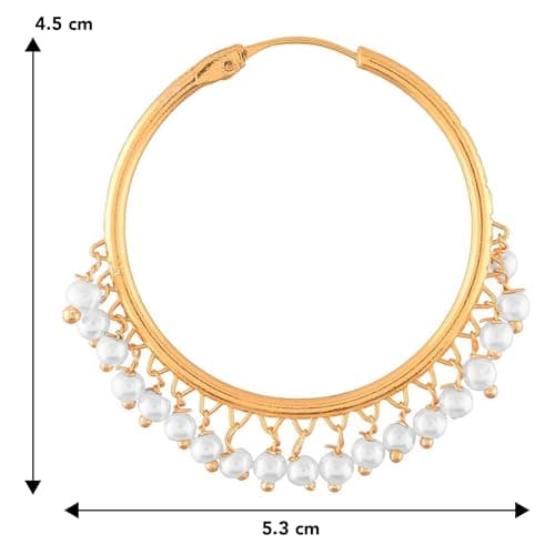 Peora Gold Plated Alloy Faux Pearl Chandbali Indian Traditional Earrings for Women 4