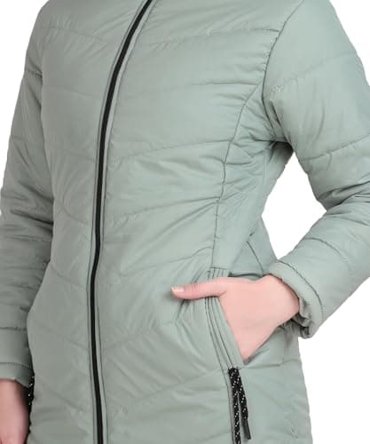 Brazo Women’s Winter Hooded Puffer Jacket with Warm Padding & Zipper Pockets (IN, Alpha, M, Regular, Pista) 3