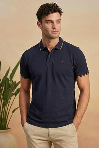 Louis Philippe Cotton Men's Solid Slim Fit T-Shirt (LRKPCSLFI53303_Navy, Large 4