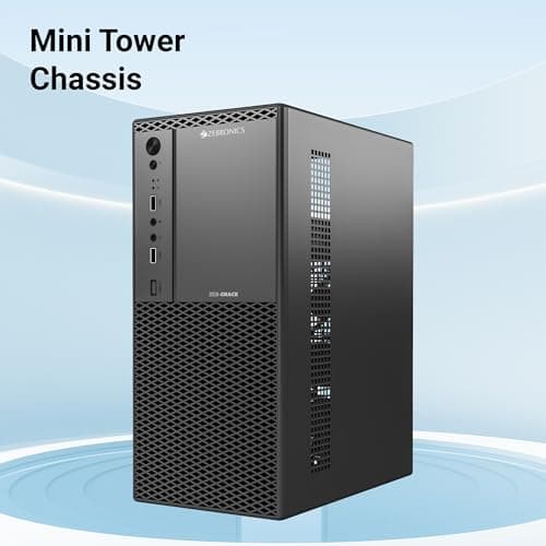 Zebronics Grace, Computer Chassis, Micro ATX/Mini ITX, USB x 2, Front Audio, Perforated Side Panel, Textured Front Panel, Top-Mounted PSU 2
