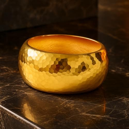 House of Sonam Gold Plated Hammered Dome Bangle Bracelet for Women | Premium Statement Bracelet | Contemporary Fashion Jewellery | Elegant Gift for Women 2