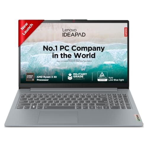Lenovo IdeaPad Slim 3 Ryzen 3 30 15.6" (39.6cm) FHD Thin and Light Laptop (16GB RAM/512GB SSD/Windows 11/ Office 2024/Grey/1.6Kg), 82XQ01MAIN