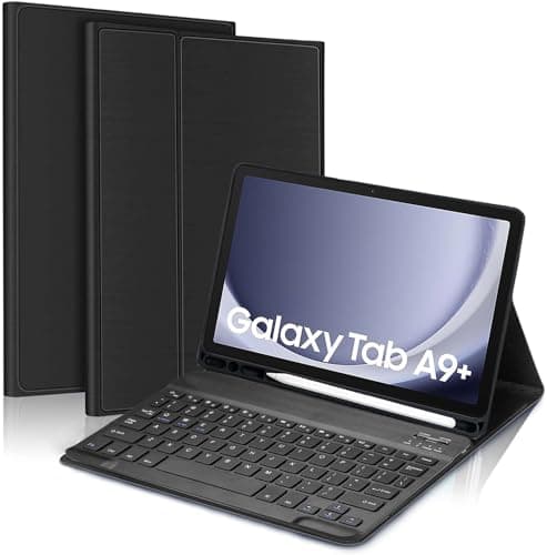ProElite Keyboard case Cover for Samsung Galaxy Tab A9 Plus 11 inch with S Pen Holder Magnetic Detachable Wireless Bluetooth Keyboard Case, Black