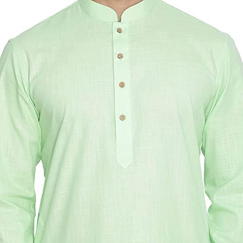 Royal Kurta Men's Pure Cotton Solid Kurta Pajama Set (Light Green, 38) 4