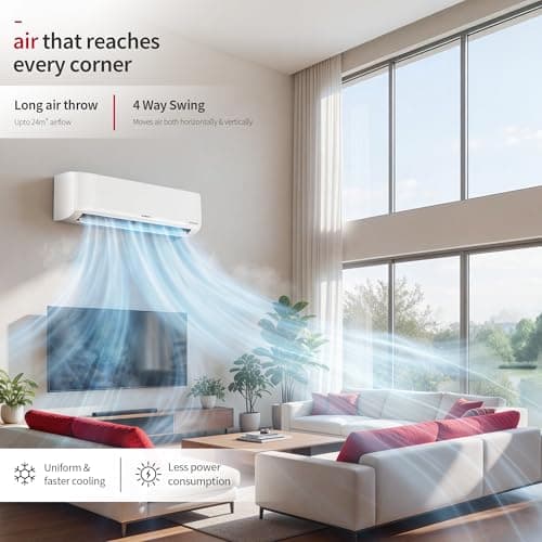 Hitachi 1 Ton 3 Star, New Star rated, Inverter Split AC (Copper, 4 Way Swing, ice Clean, EEV Precision- Higher Performance Cooling, RAS.G312PCDIBS, White) 4