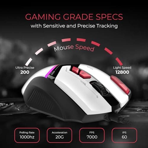 EvoFox Blaze Ultra Value 8 Button Programmable Gaming Mouse with 1000Hz Polling Rate | Gaming Grade DPI 200 to 12800 | Ultra-Responsive 7000fps | RGB Lights with Music sync Mode | Windows Software 2