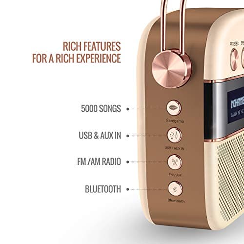 Saregama Carvaan Hindi Portable Music Player - Sound by Harman/Kardon with 5000 Preloaded Songs, FM/BT/AUX (Rose Gold) 2