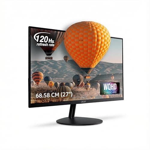 acer SA272U G0 27 Inch WQHD IPS Monitor | 120Hz AdaptiveSync | 1ms VRB | Ultra-Slim 7.2mm ZeroFrame Design | HDR10 | 100M:1 Contrast | Dual HDMI + DP | BlueLightShield | Built-in Speakers I Black