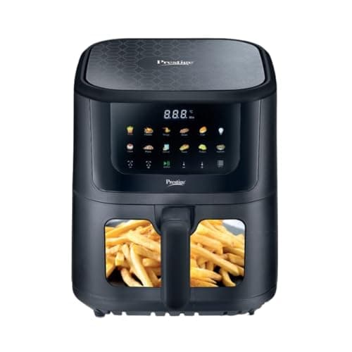 Prestige Crystachef 5.5L 1350W Air Fryer Black |11 Preset Menu Option|See Through Window|Safety Interlocking|Specially Designed Frying Basket| Upto 80% Less Oil|1 Year Warranty