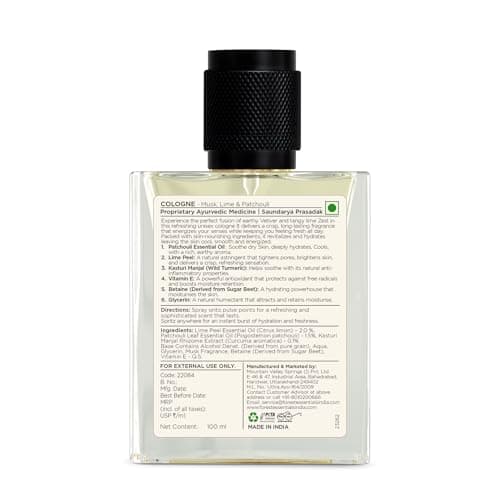 Cologne - Musk, Lime & Patchouli | Long Lasting & Sophisticated scent | With Skin Nourishing Ingredients 5