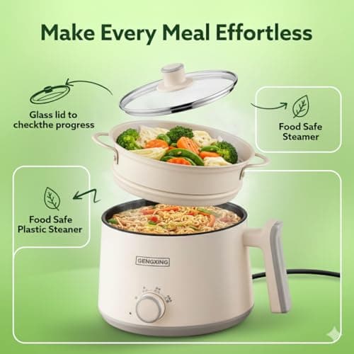 Regency Multi Cook Electric Kettle with Steamer features 1.2L inner pot, double layered body, variable temperature control and wide mouth design. Ideal for tea, coffee, eggs, vegetables and boiling. 4