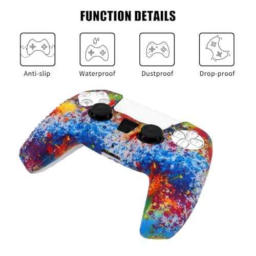 OIVO INDIA Colorful Controller Silicone Cover Case PS5 Controller Skin Anti Slip Protective Case Sleeve Compatible for Sony PlayStation 5 Controller (Pack of 2) 3
