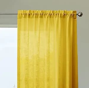 HOMEMONDE Sheer Curtains 5 Feet with Rod Pocket Top, Light Filtering, Cotton Drapes, Set of 2 Window Curtain, 60 Inches - Mustard