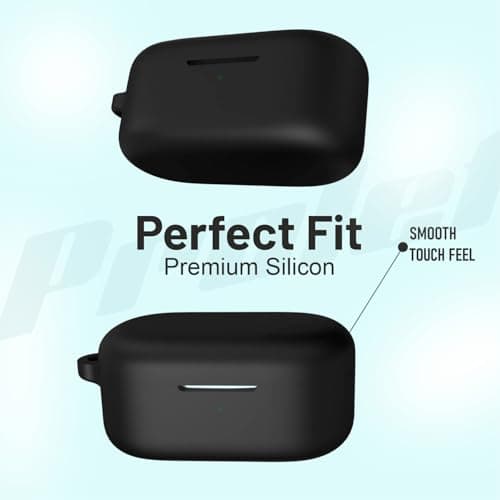 Prolet Earphone Case Cover Compatible for OnePlus Nord Buds 2, Soft Silicone Skin Case Cover Shock-Absorbing Protective Case with Keychain [Front LED Visible]-Black 3