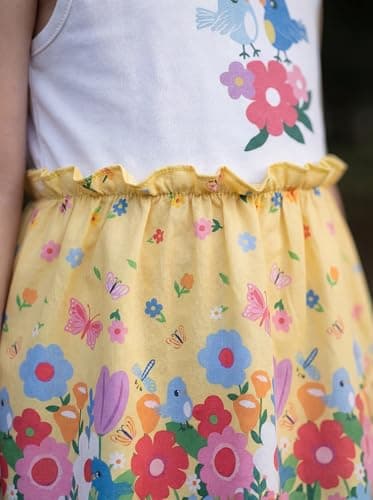 HELLCAT Girls Casual Sleeveless Round Neck Printed Dress, Fit & Flare Princess Style Cotton Frock, Outfit for Kids, Baby Girl Party Gown, Value Pack, Age 1-9 Years White 5