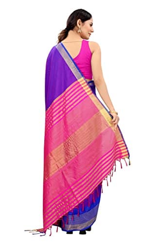 Enthone Women's Uppada Art Silk Saree With Blouse Piece (SZ-AURA2-BU-761_Blue) 3