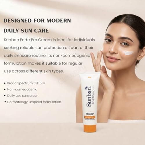 Sunban Forte Pro Cream SPF 50+ | Broad Spectrum UVA/UVB Protection | Sunscreen Cream with Aquaporin Technology | Non-Comedogenic Daily Sun Protection for Face & Skin 5
