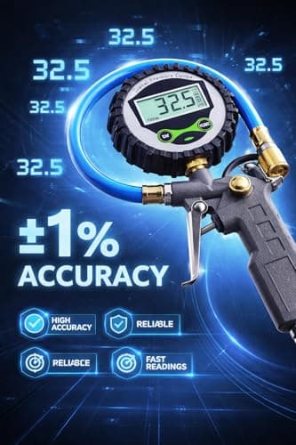 Digital Tire Pressure Gauge Inflator Gun with LCD Display, Heavy Duty Air Compressor Tool with Brass Nozzle & Flexible Hose, Accurate PSI Meter for Car, Bike, Motorcycle & Bicycle Tires 4