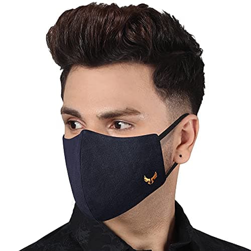 MASQ By Q-One Wings 4 Layer, Reusable, with Ear Adjusters, Anti-Bacterial (BFE>99%) Cotton Cloth Face Mask for Men, Boys (XL, Multicolor, Pack of 5), Without Valve 2