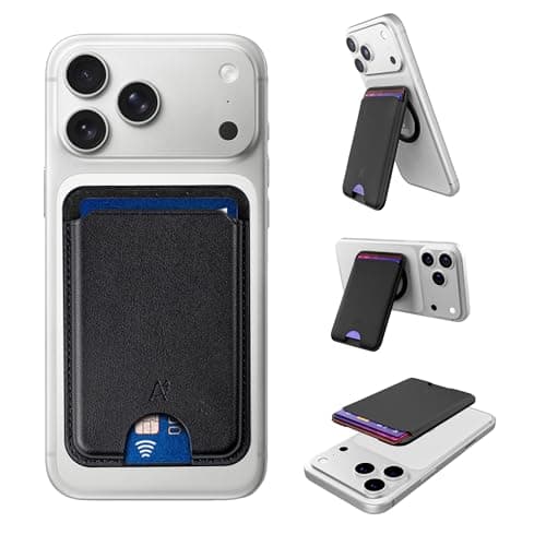 Capes Maglock Wallet, MagSafe Compatible Wallet for Android & iPhone 17/16/15/14/13/12, 3 Card Holder with Adjustable Stand, PU Leather, Black
