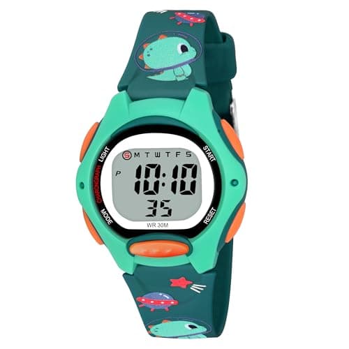 KIDSUN Dark Green Kids Digital Watch: Multi-Function, Water Resistant, LED Display, Perfect for Boys & Girls, One Size, Ideal Gift for Children