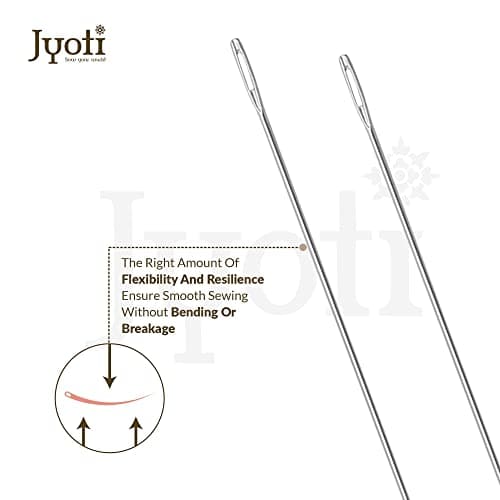 Jyoti Beading Hand Sewing Needles (Prime), Long Length with Short Eyes & Sharp Point, Cloth Stitching Thread, Quilting, Embroidery, Used for Stringing, Sequins on Fabric, # 22573 (Size 12) - 100 Pcs 5