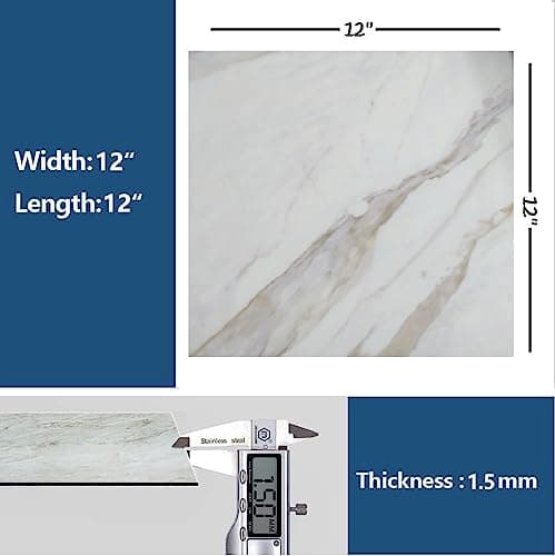 Niyanta Self-Adhesive and Removable PVC Marble Floor Tile,Vinyl Flooring,Marble Tile Sticker Moisture Proof, PVC Wall Panels, Granite Look Wall Sticker for Wall Floor Home Kitchen - 4pcs (Cream) 2