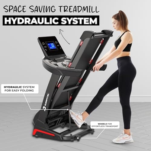 Durafit91™ Panther Pro 5.5 HP Peak DC Motorized Foldable Treadmill | Auto Incline 15 Level |Max Speed 18 Km/Hr | Max User Weight 140 Kg |Free (DIY) Installation Assistance | Spring Suspension 4