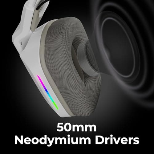 ZEBRONICS Havoc Premium Gaming Headphone with Dolby Atmos Subscription, 50mm Neodymium Drivers, Extra Soft Ear Cushion, Suspension Headband,Braided Cable (White) 2