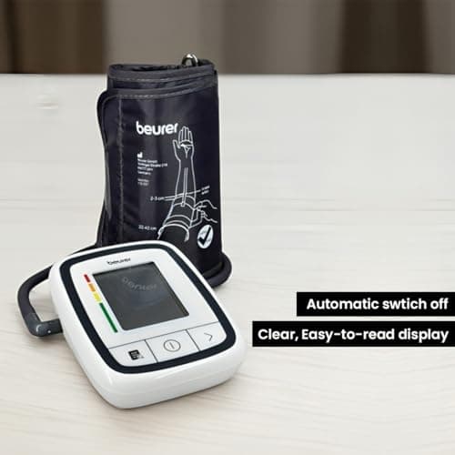 Beurer German Engineering BM 32 Upper arm Digital Accurate blood pressure monitor I Irregular heartbeat detection possible I Risk Indicator I Large Memory space of 120 readings I Dual User I 3 Years W 4