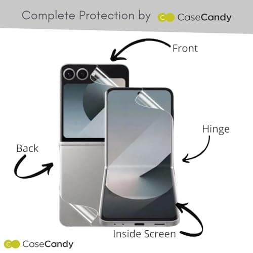 CaseCandy Silicone - (4 in 1) Screen Protector Guard for Samsung Z Flip 6 | Screen Guard Protector (Back Panel + Back Screen Display + Inner Display + Hinge) for Samsung Flip 6 - HD/Bubble Free Applic 3