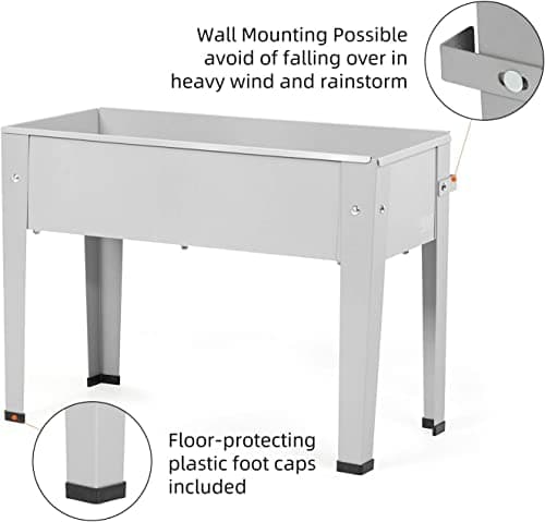 INDIAN DECOR 90104 Raised Garden Bed, Garden Raised Planter Box with Legs, Galvanized Garden Planter for Herbs and Vegetables (24" Grey) 3
