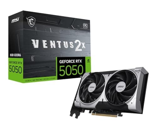 MSI GeForce RTX 5050 8G Ventus 2X OC Graphic Card - NVIDIA GeForce RTX 5050 GPU, 8GB GDDR6 128-bit Memory, 20 Gbps, PCI Express Gen 5 x16 Interface, Upto 2602 MHz, TORX Fan 5.0