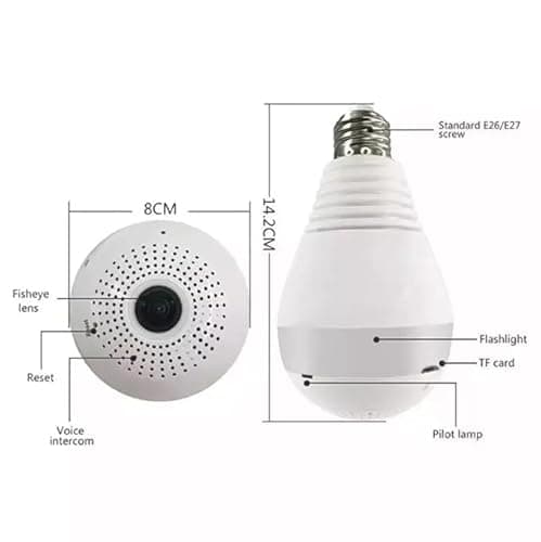 DDLC 4MP Bulb Camera 1080p HD WiFi CCTV Indoor Wireless Security Camera with Siren Alarm | 2 Way Audio | 360° Panoramic View | V380 Pro App 2