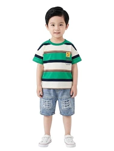 Summer Dress for Baby Boy | Cotton Printed Round Neck Half Sleeve T-shirt and Shorts Kids Summer Wear Boys | Casual Wear Clothes for Baby Boys | Perfect Playwear for 1-5 Years (Green, 3-4 year)