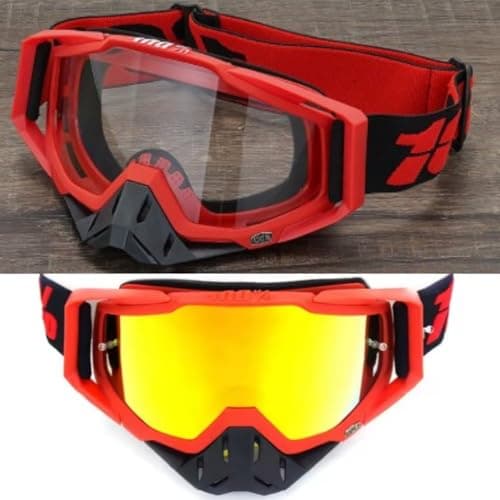 Motorcycle Goggles, Motocross Goggles, Dirt Bike ATV Glasses, UV Protection, Anti Fog, Racing Goggles for Men, Women, Youth (Red)