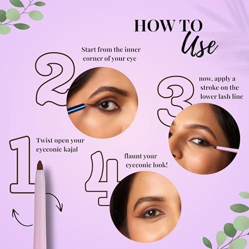 TEE ESS Long Stay Kajal | Retractable Pencil | Waterproof, Smudge Proof | Intense Dark Brown Color | 24H Long Lasting | Smooth One-Stroke Application | With Vitamin E | Twist-Up Dark Brown Kajal | 30  5